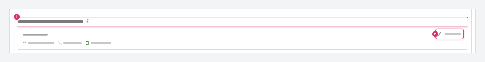 Personal Settings → Default Contact Profile · (1) Default Contact Profile · (2) edit
