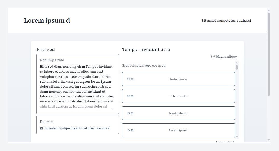 Template "Mappe — careful & serious" on the booking page (sample text)