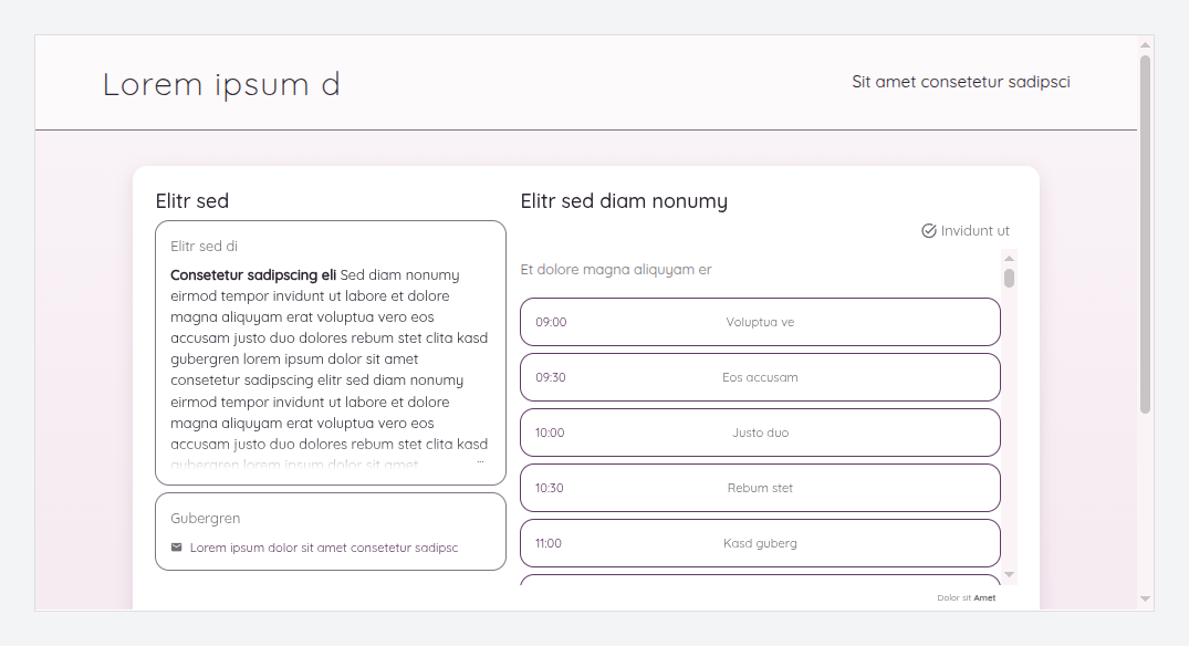 Template "Pigment — with a personal touch" on the booking page (sample text)