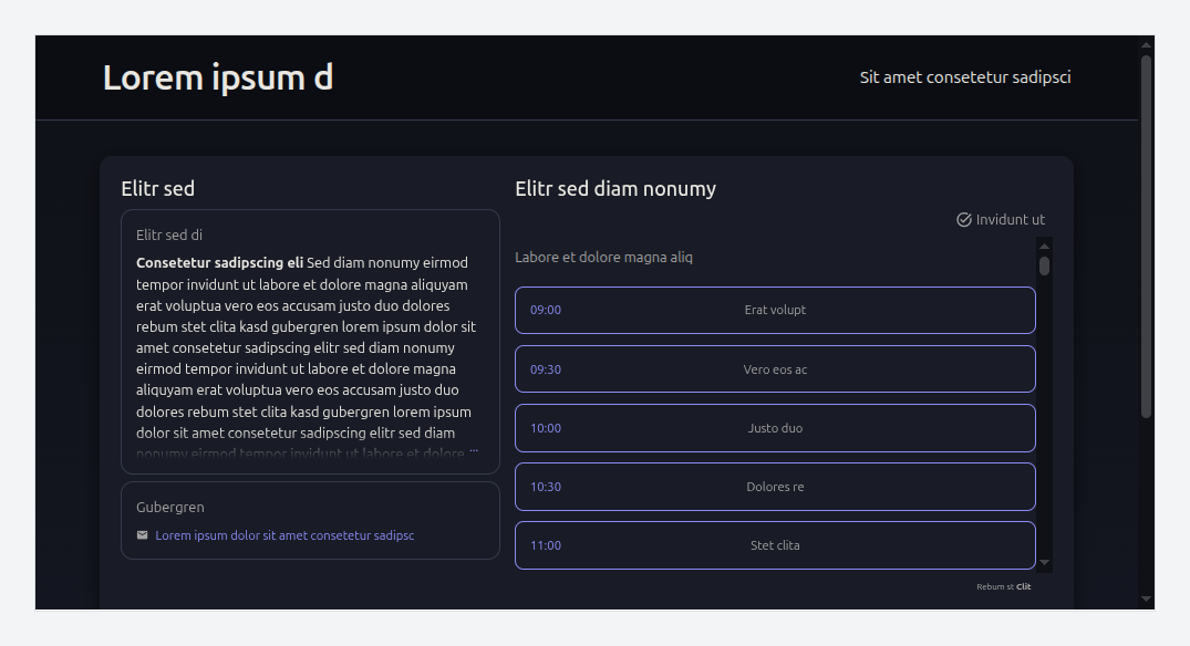 Template "Nocturne — dark & modern" on the booking page (sample text)